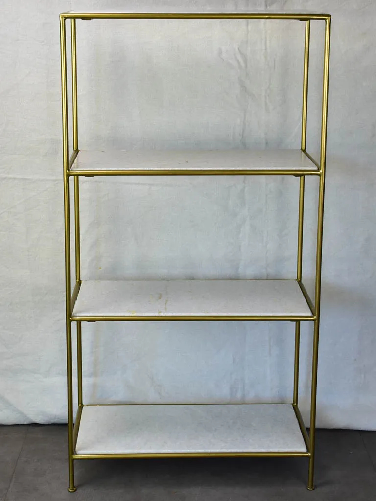 1970's four-tier display stand - marble and metal 45¼" x  11½" x 23¾"