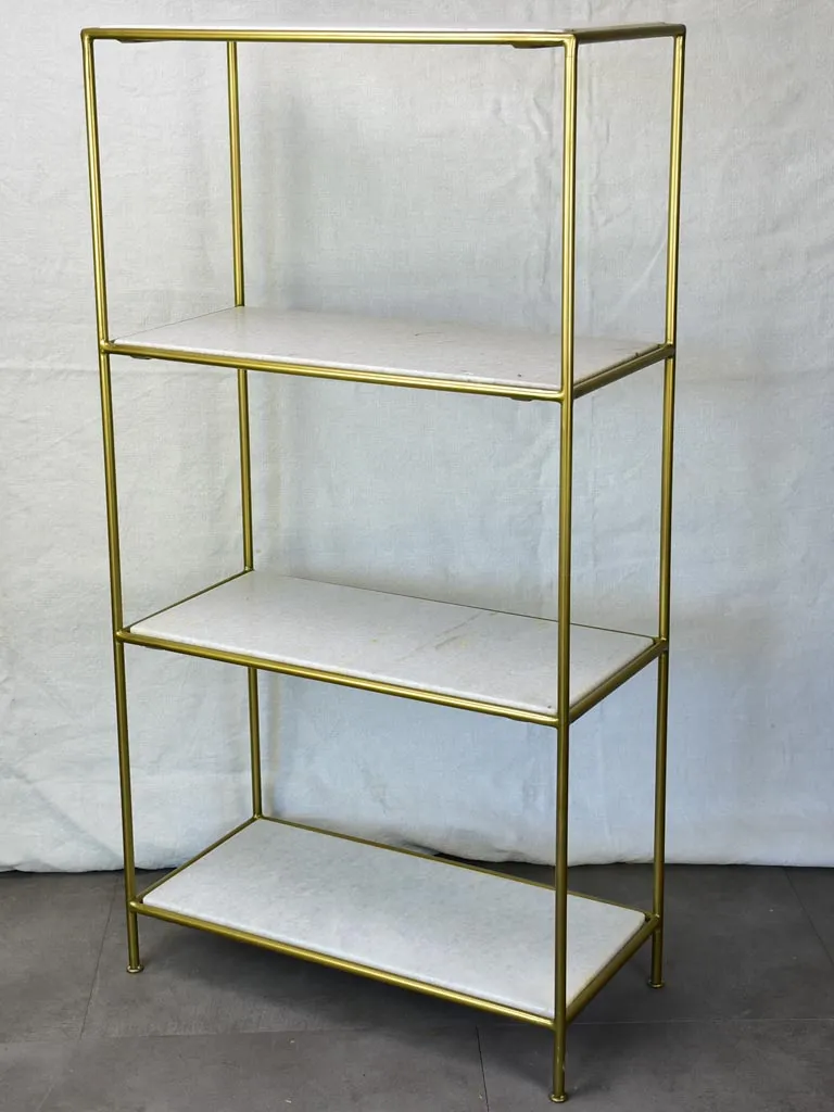 1970's four-tier display stand - marble and metal 45¼" x  11½" x 23¾"