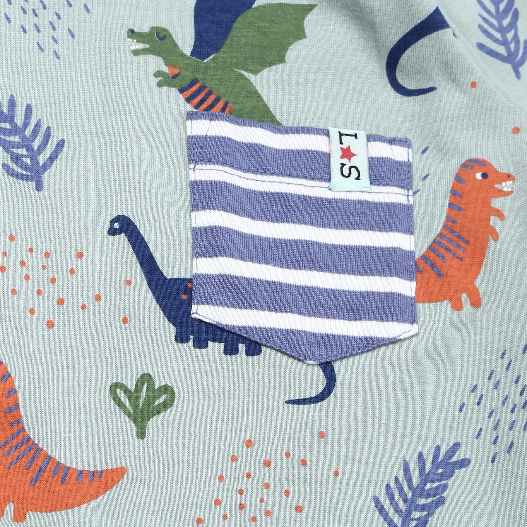 2 pack tops- dino stripe pocket/blue