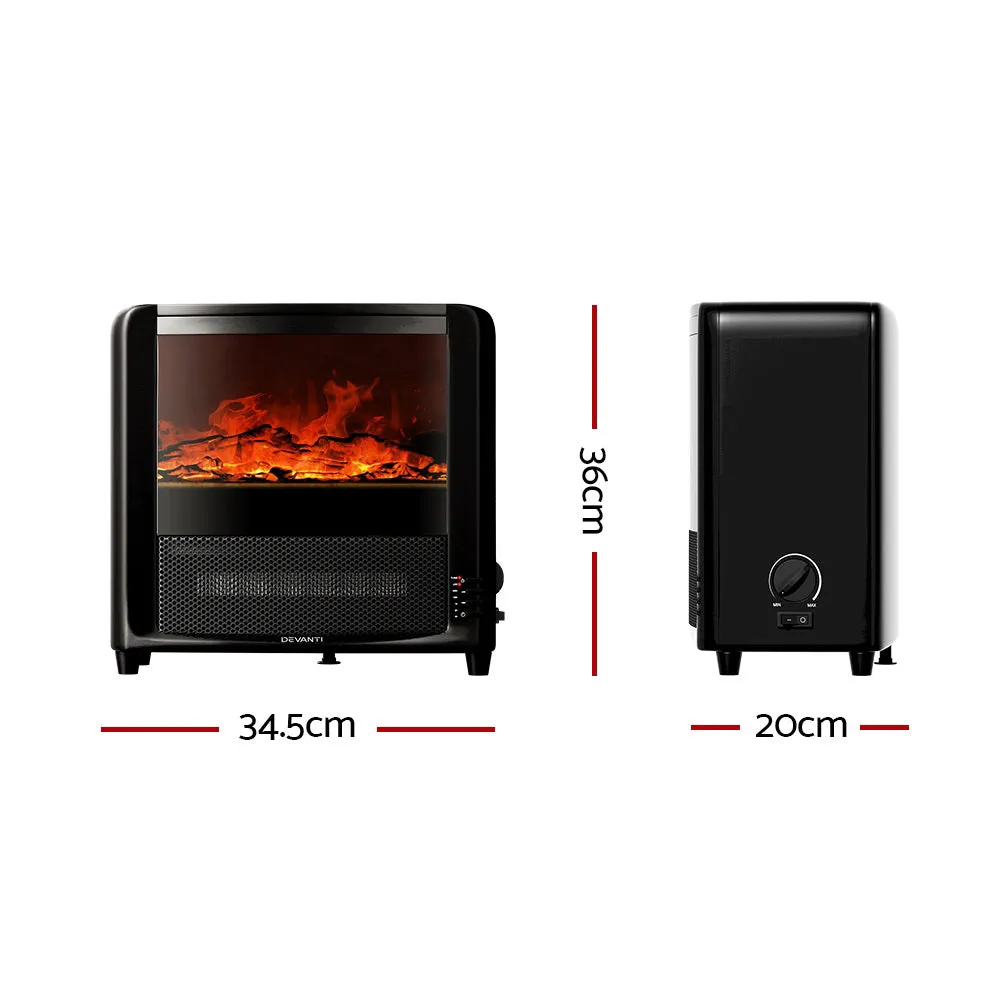 2000W Electric Fireplace Fire Heaters - Black