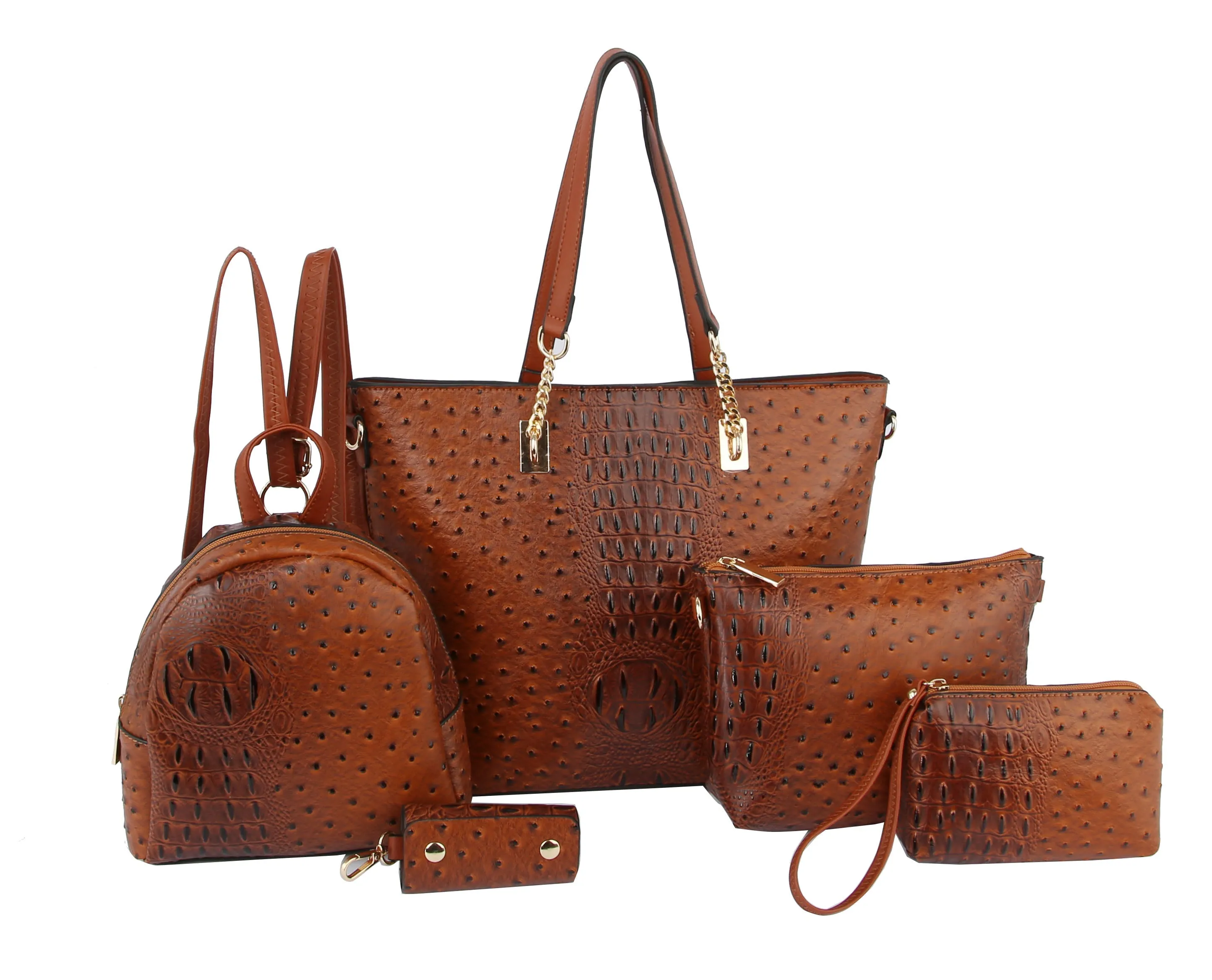 5 in 1 Top Handle Crocodile Tote Handbag Hobo Bag