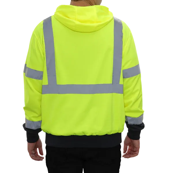 604GTLN Safety Hoodie: Hi-Vis Jacket 2-Tone Pullover: 7 oz. Lime & Navy