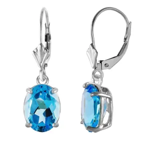 6.25 Carat 14K Solid White Gold Crown Of Splendor Blue Topaz Earrings