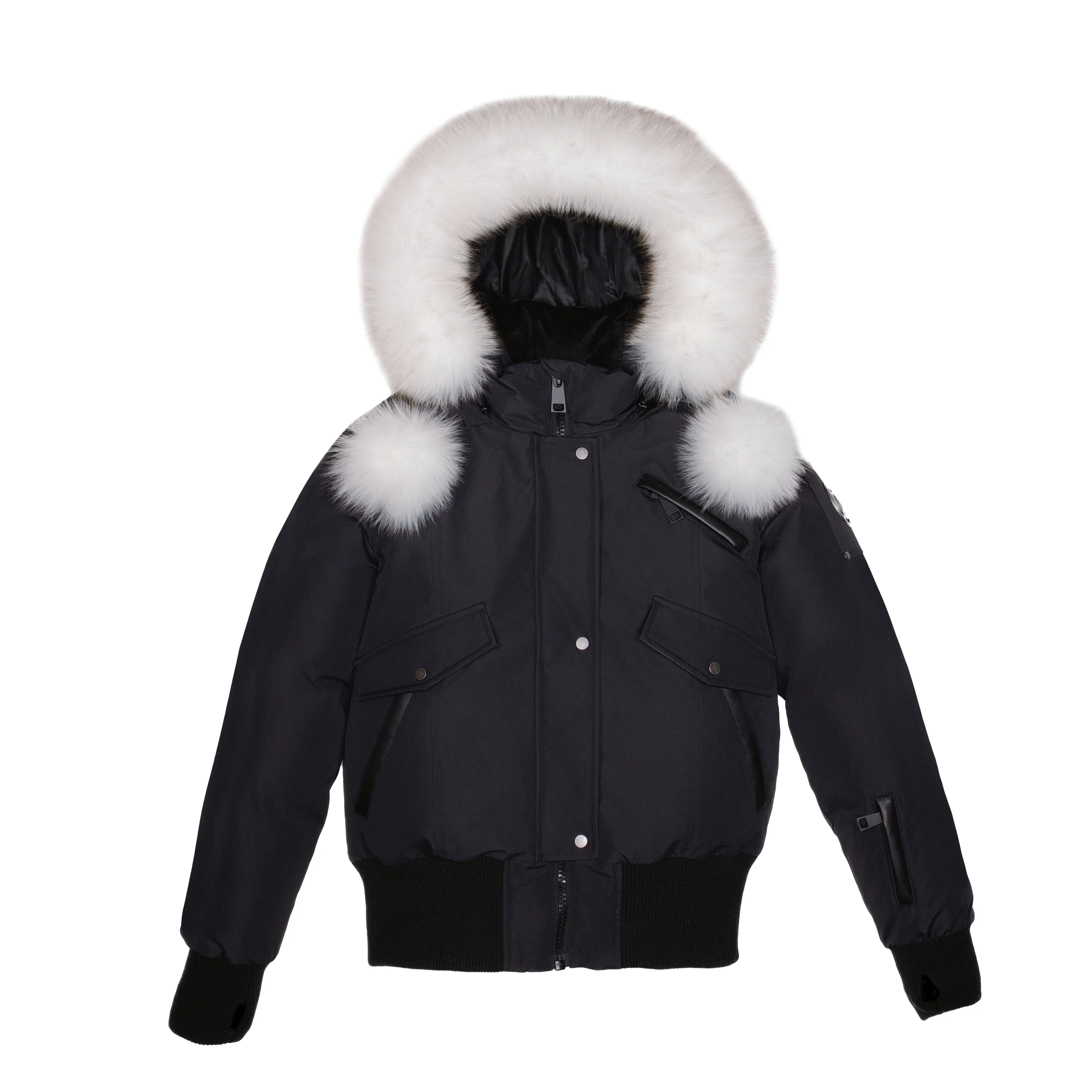 ADELLE CANVAS POM-POM BOMBER BLACK BLUE-FOX