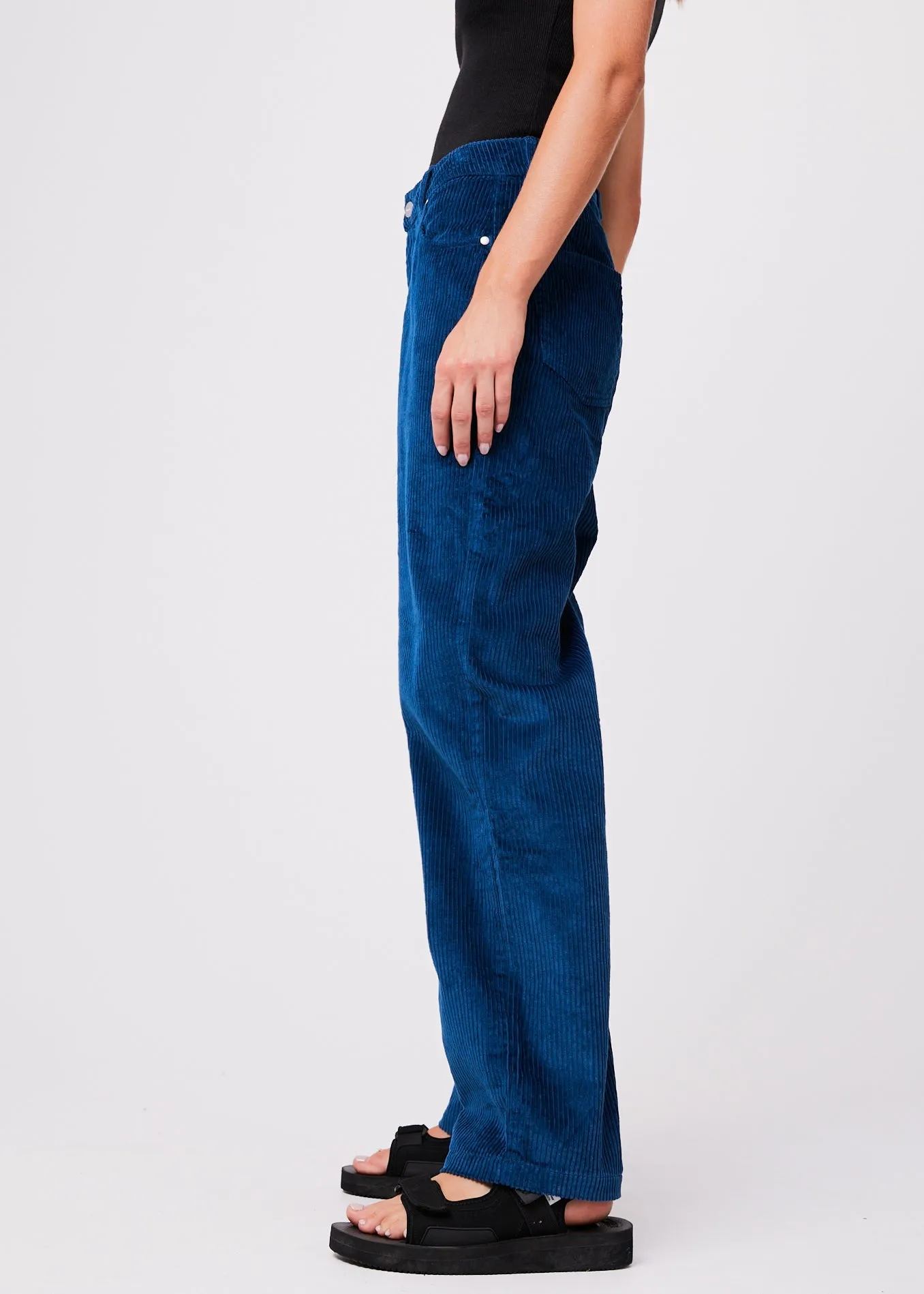 Afends Womens Anderson Shelby Long - Hemp Corduroy Wide Leg Pants - Cobalt