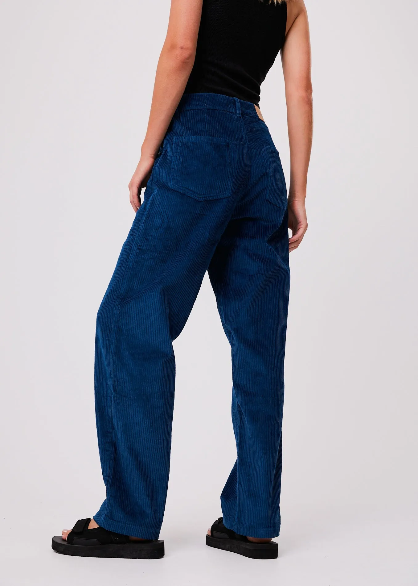 Afends Womens Anderson Shelby Long - Hemp Corduroy Wide Leg Pants - Cobalt