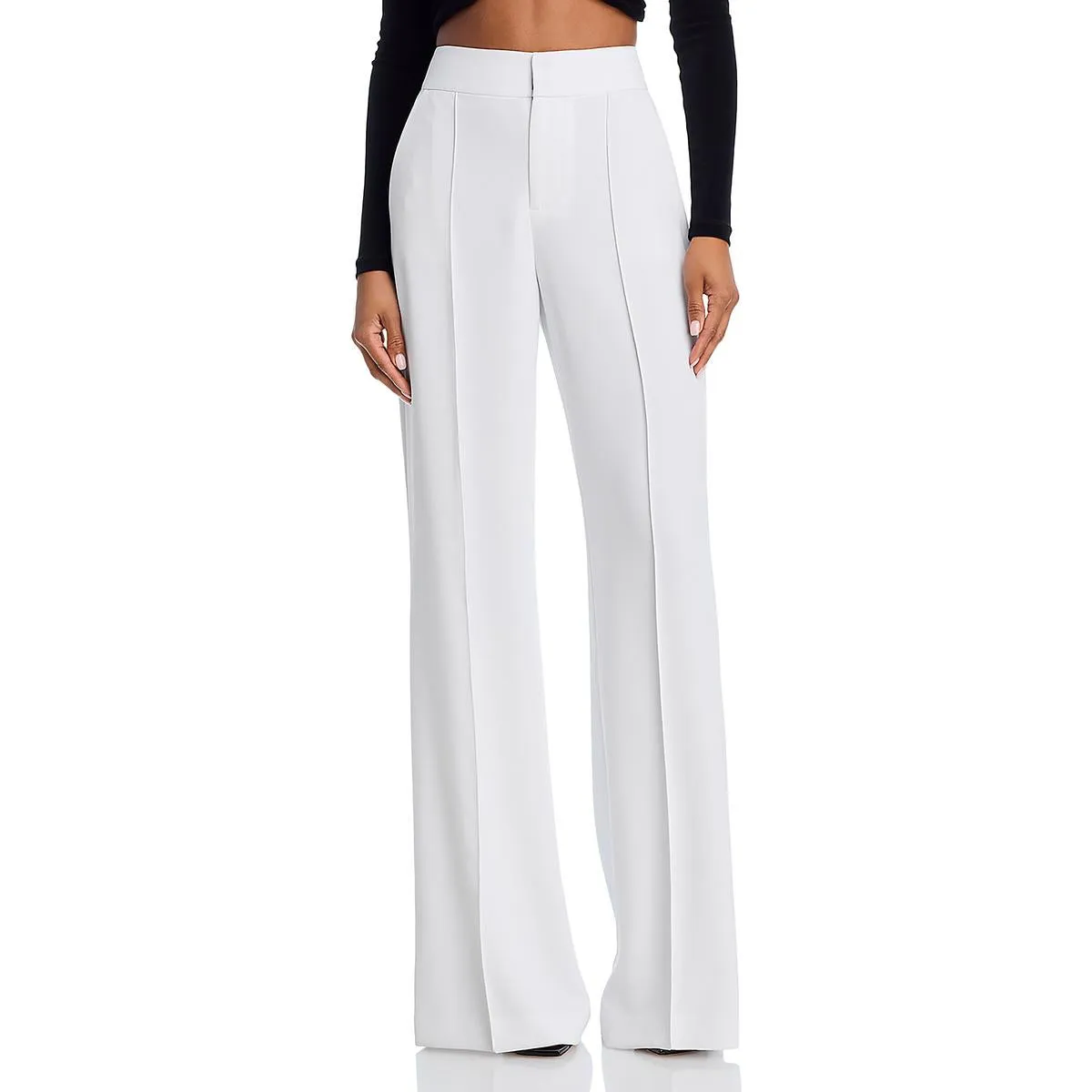 Alice and Olivia Womens Dylan Pintuck High Rise Wide Leg Pants