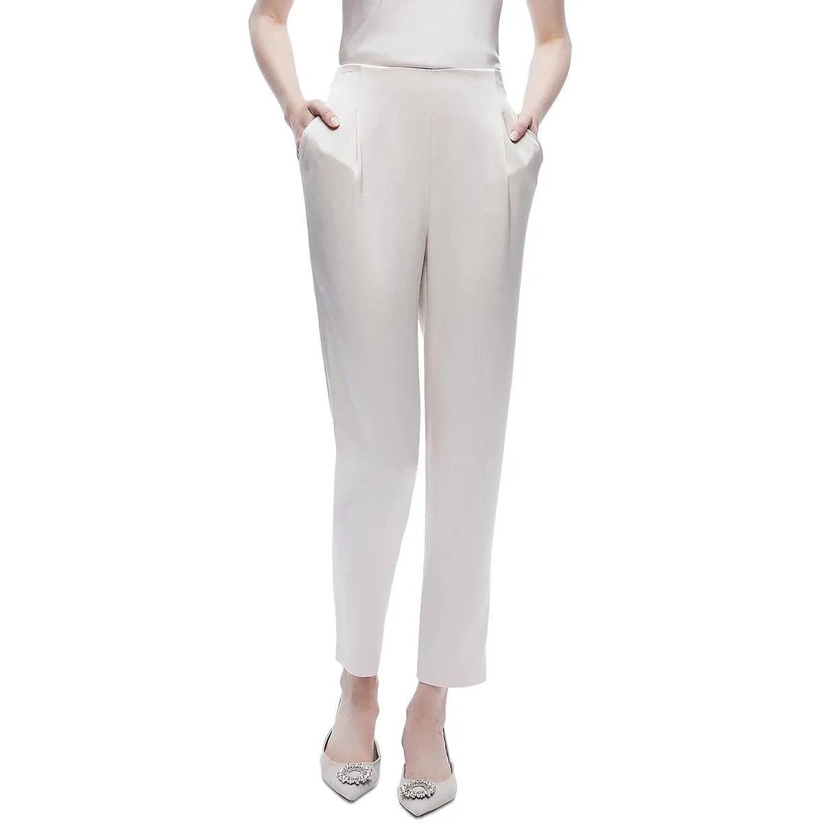 Alice and Olivia Womens Slim Zipper Straight Leg Pants