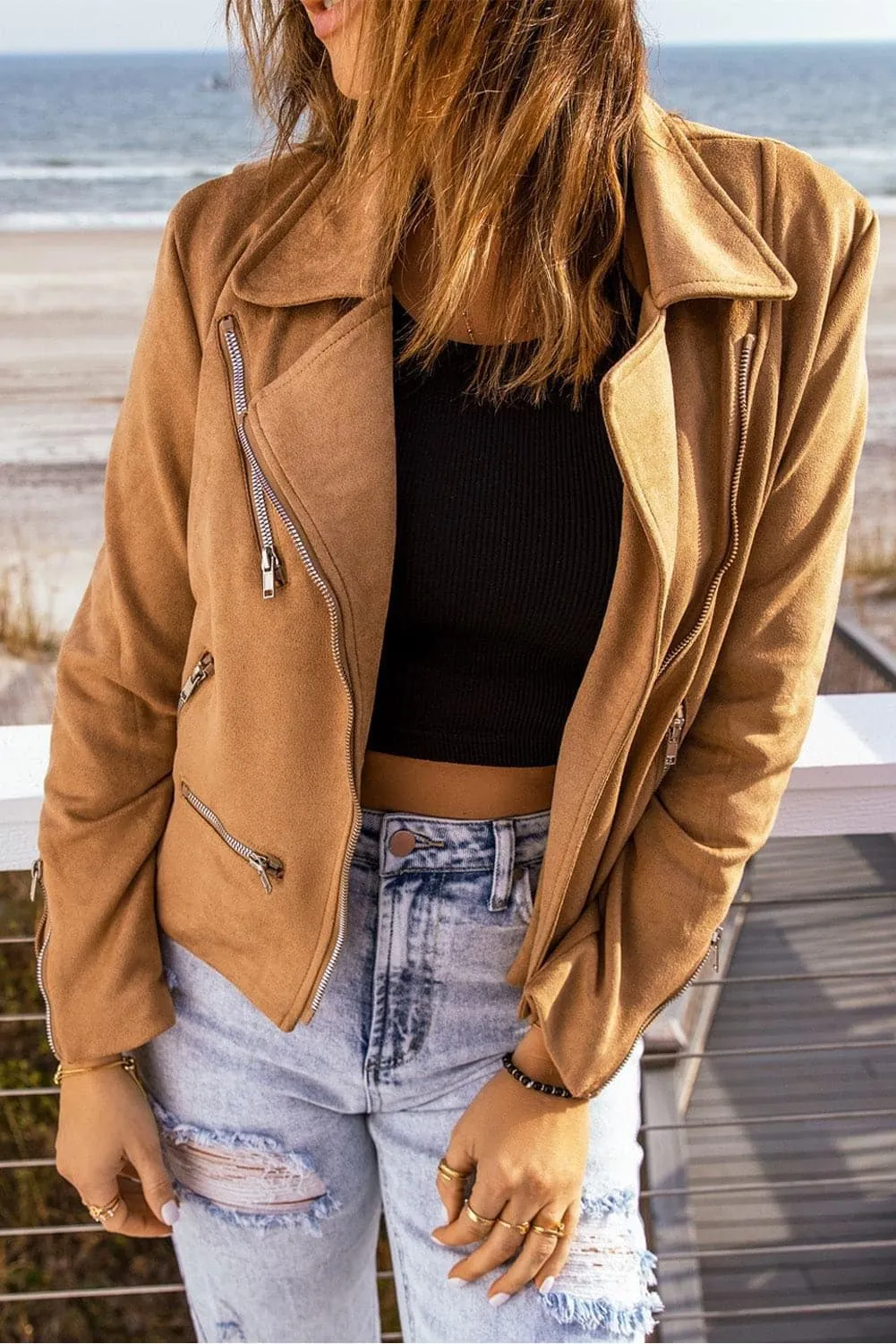 Amber Zip-Up Suede Jacket