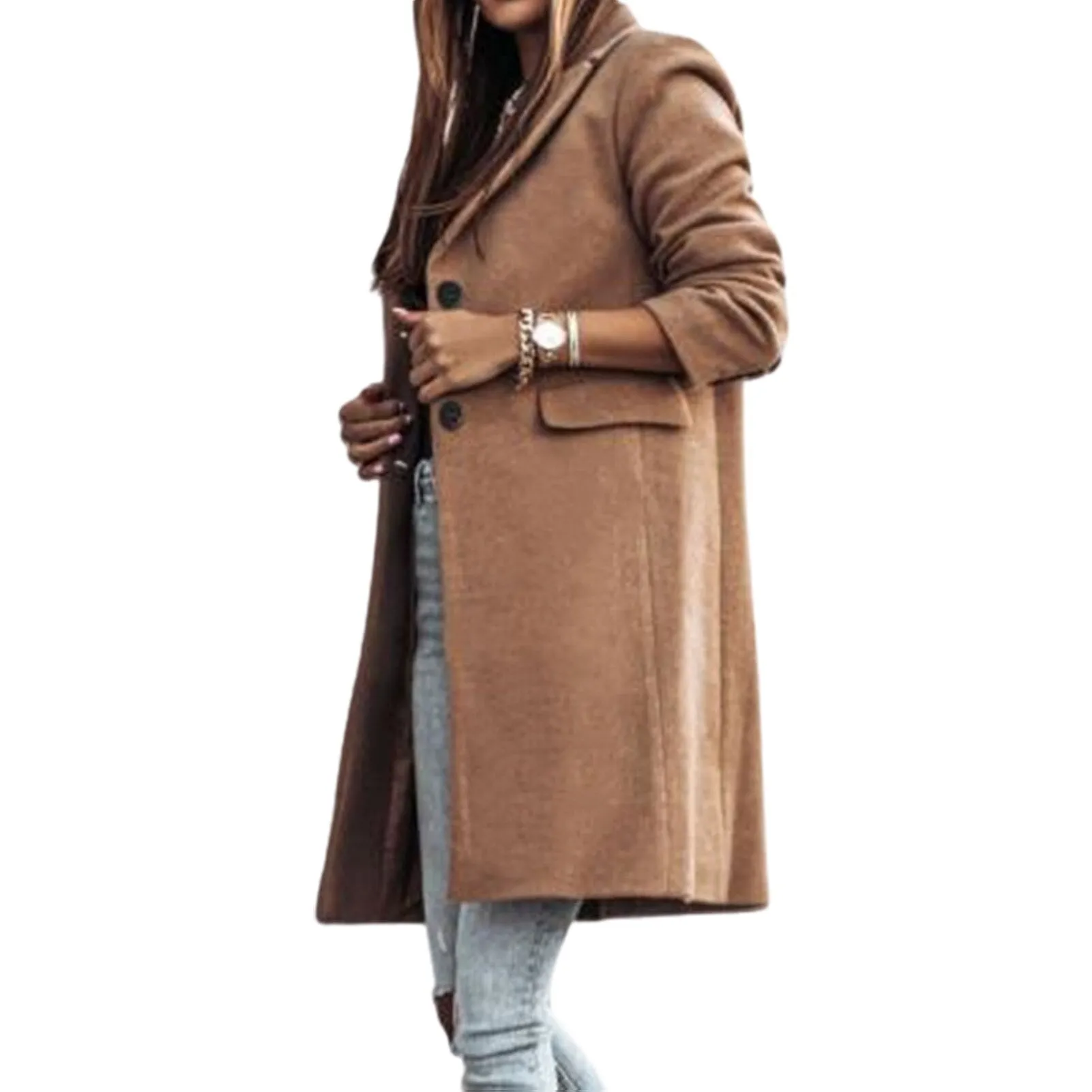 Amy Fashion - Casual Woolen long Overcoat