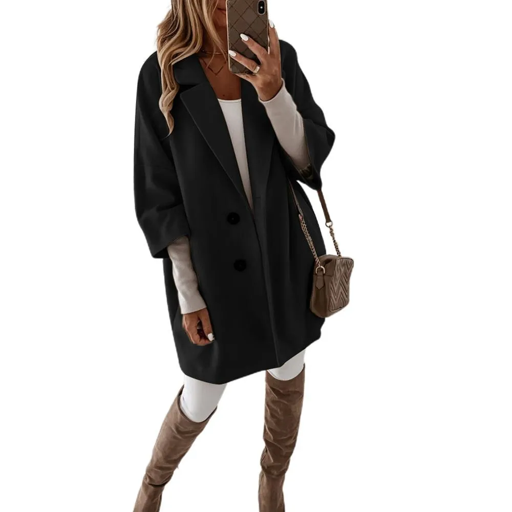 Amy Fashion - Casual Woolen long Overcoat