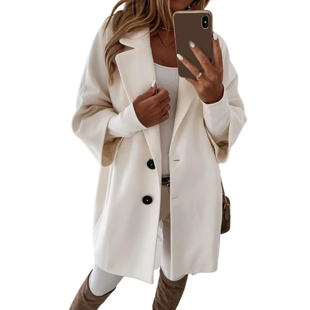 Amy Fashion - Casual Woolen long Overcoat