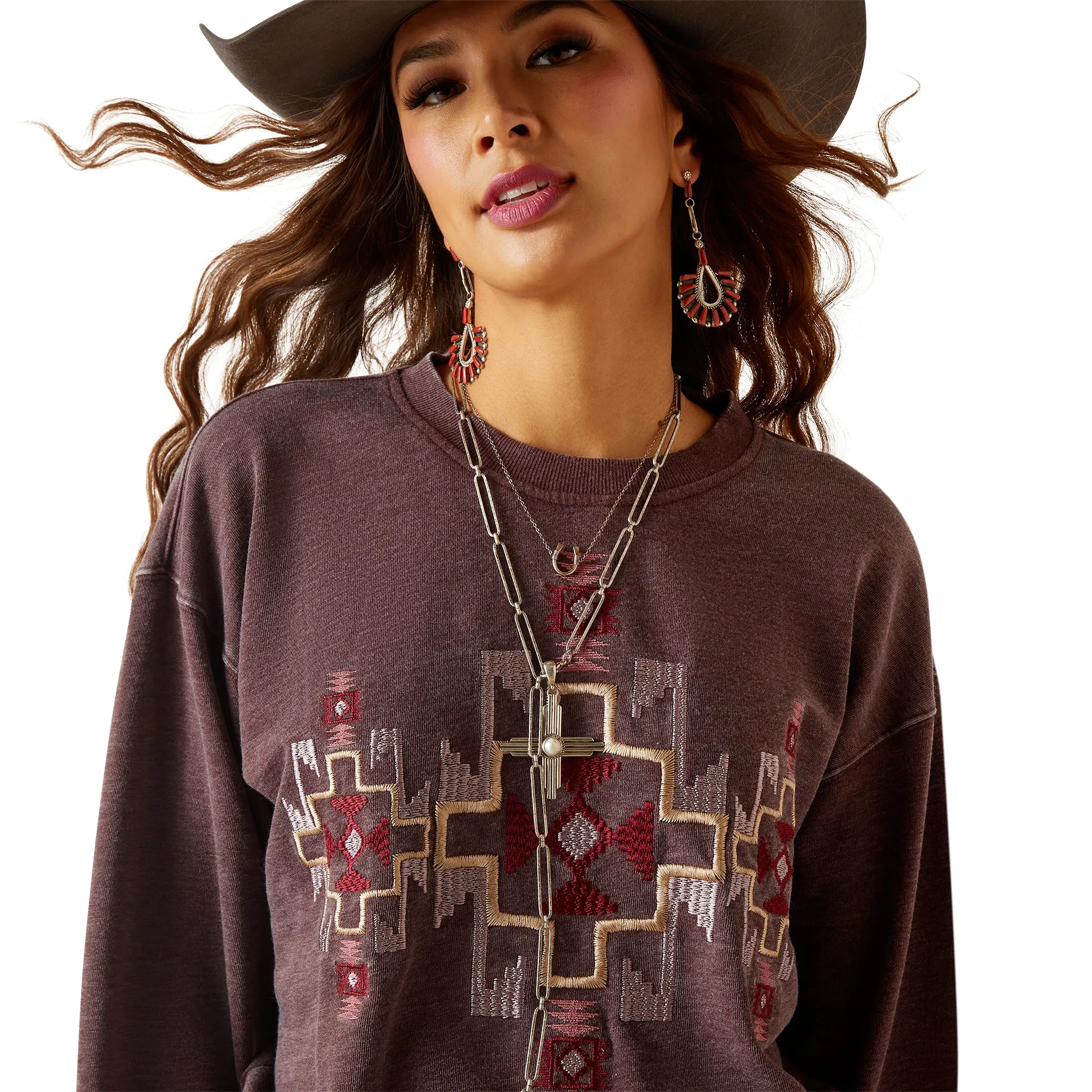 Ariat Ladies Larson Clove Brown Pullover Sweatshirt 10047258