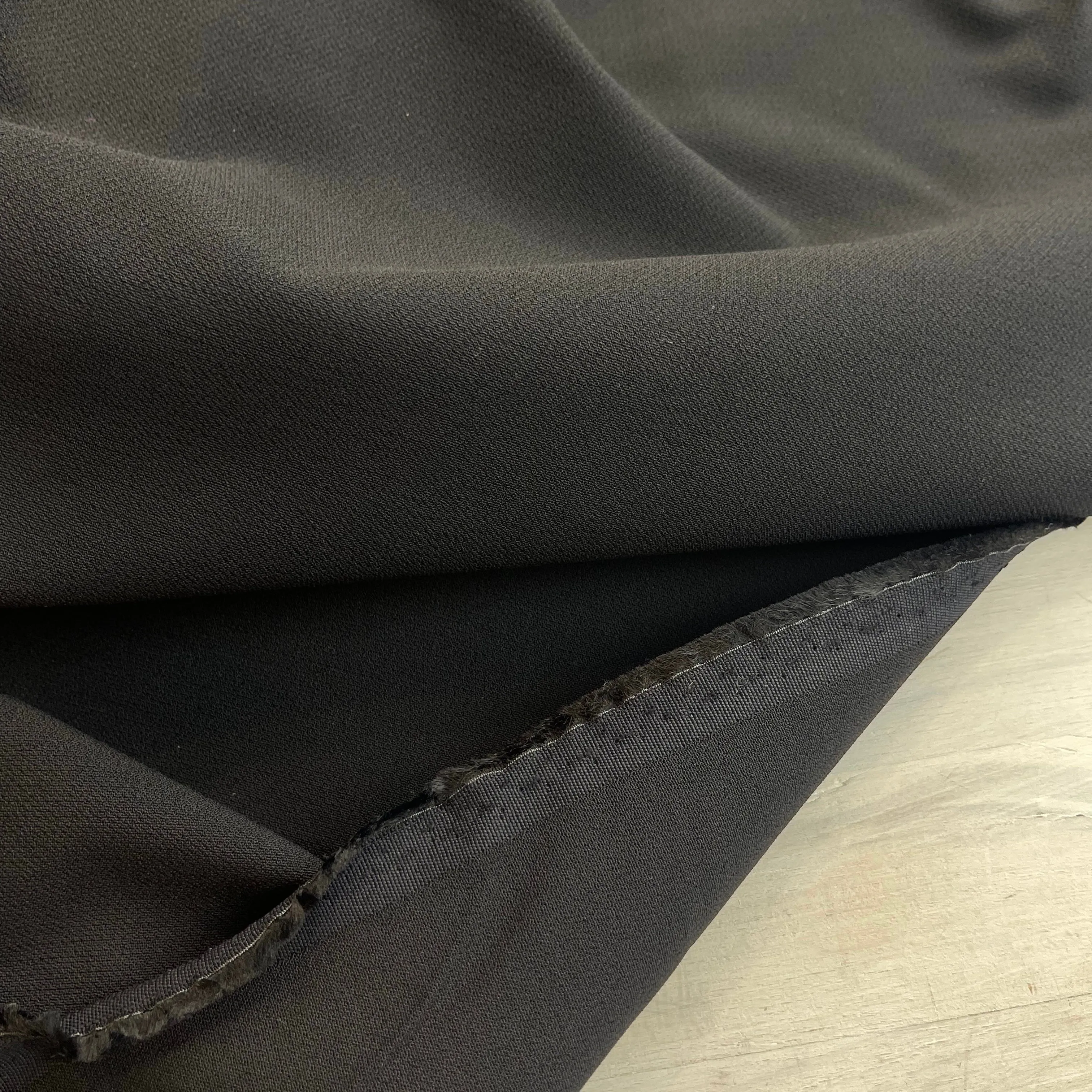 Belview Charcoal Black Stretch Viscose Suiting