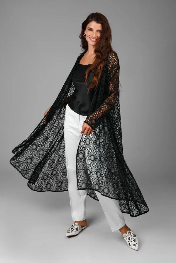 Black Long Lace Kimono