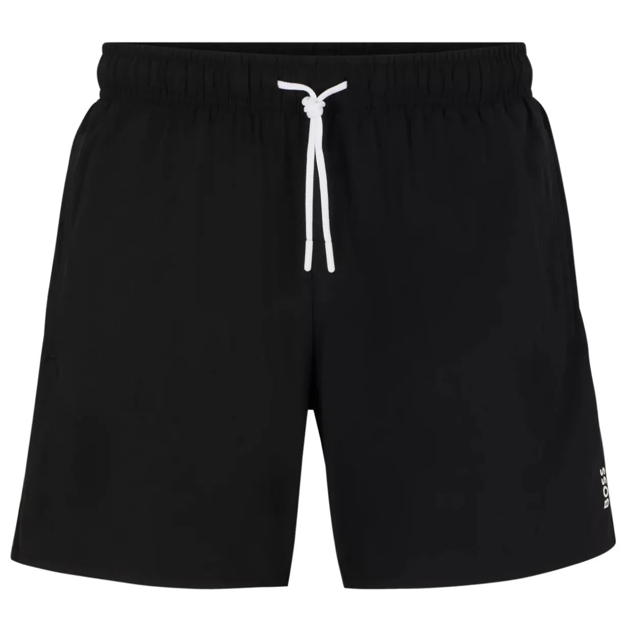 BOSS Stripe & Logo Iconic Black Swim Shorts