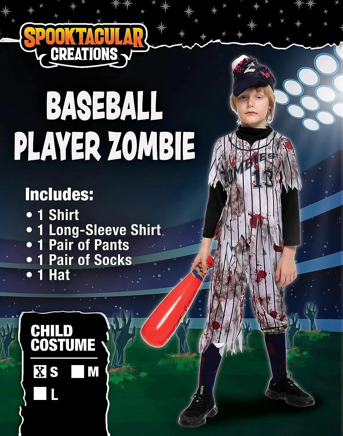 Boy Scary Baseball Player Zombie Costume