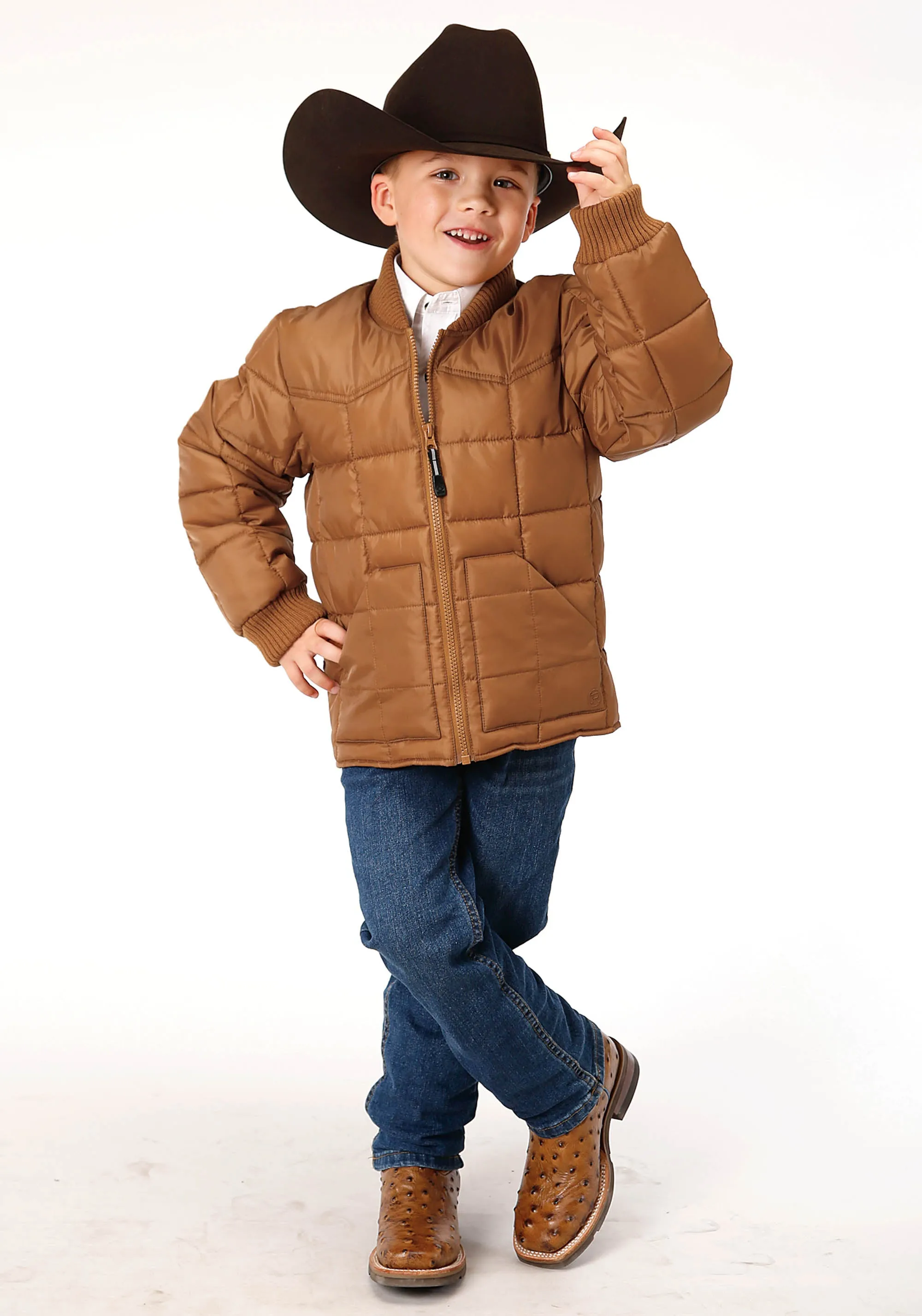 BOYS  CARAMEL BOY'S OUTERWEAR POLY FILLED WESTERN JACKET