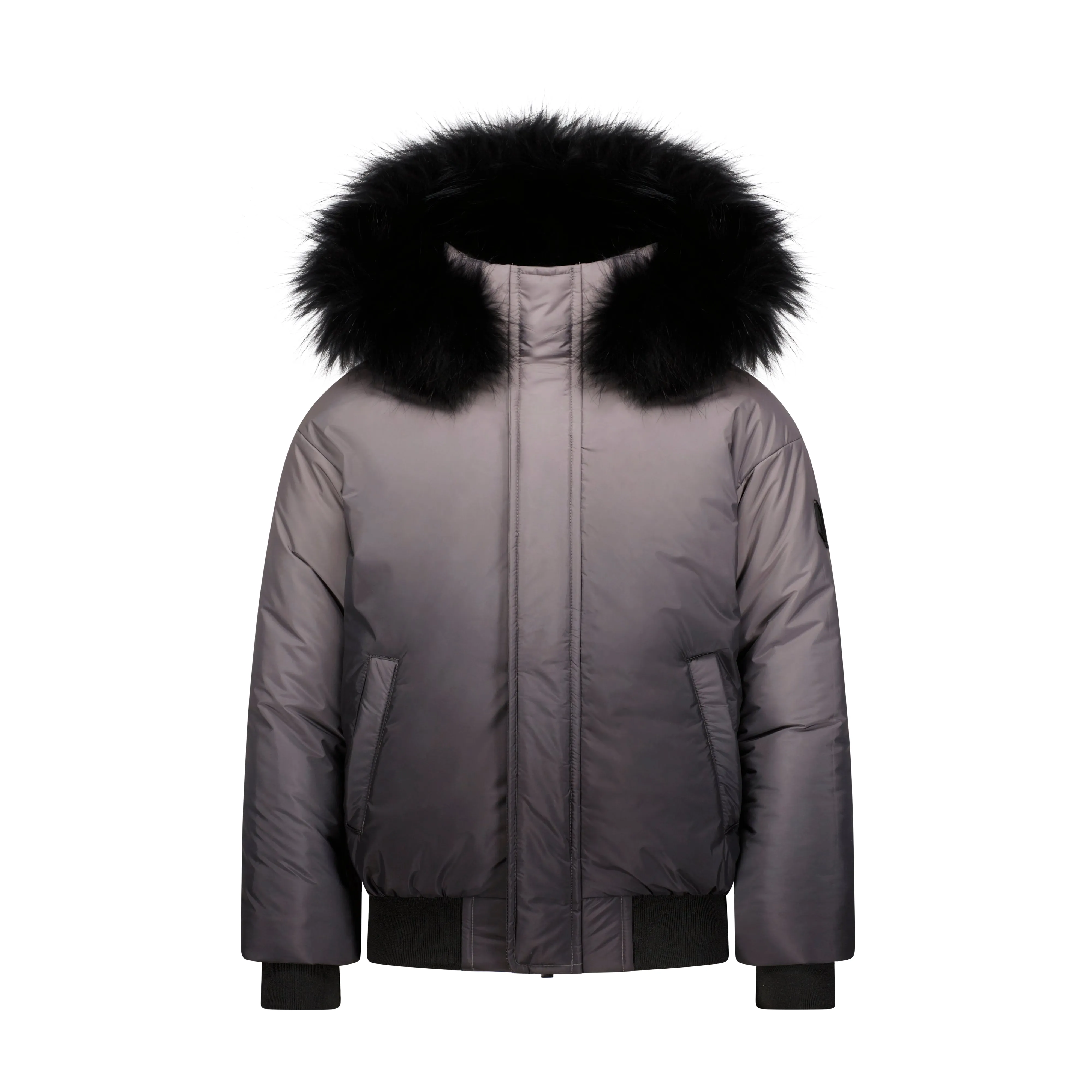 BOYS CLASSIC BOMBER-GREY-Black Fur