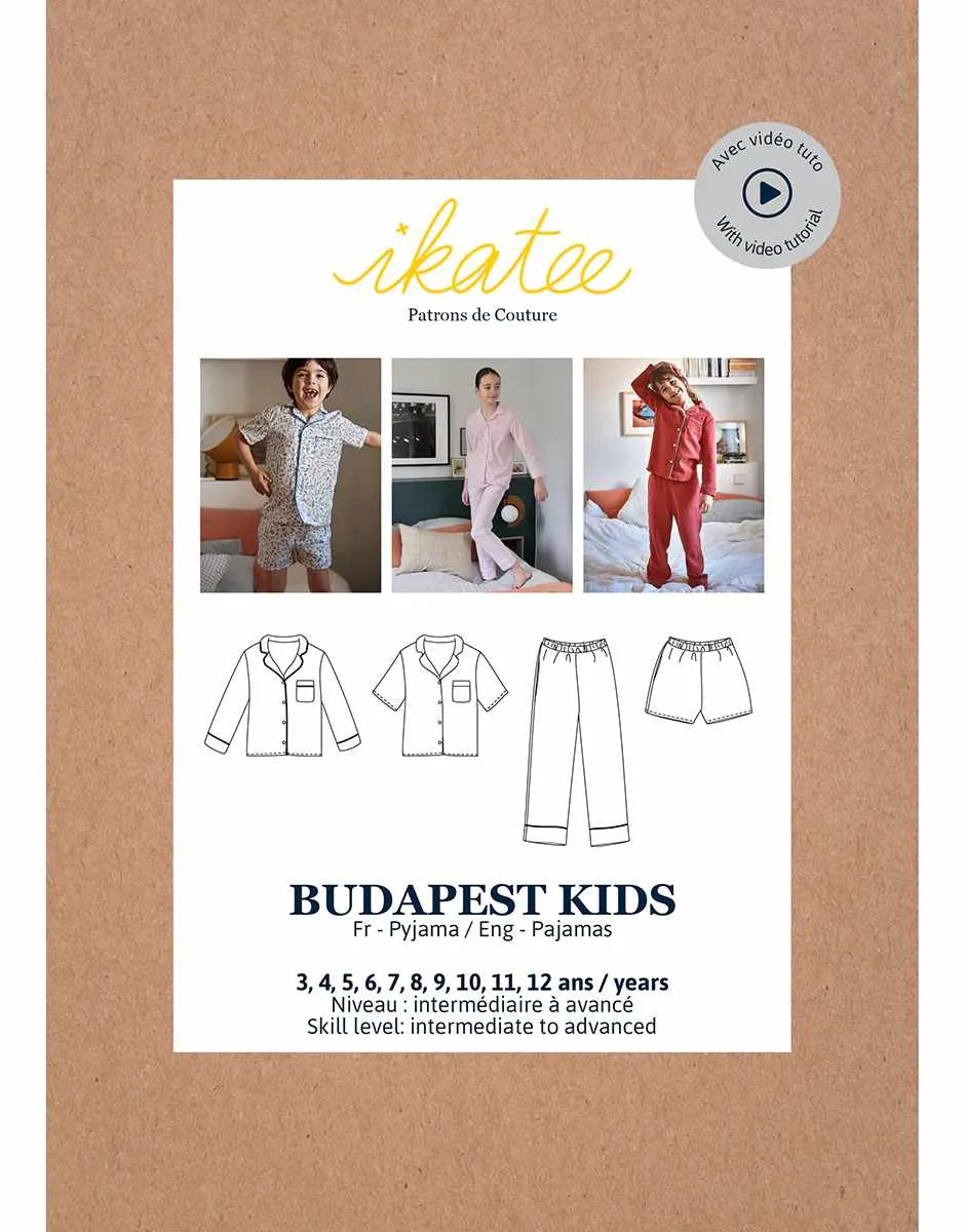 Budapest Kid's Pyjama Sewing Pattern (3y - 12y), Ikatee