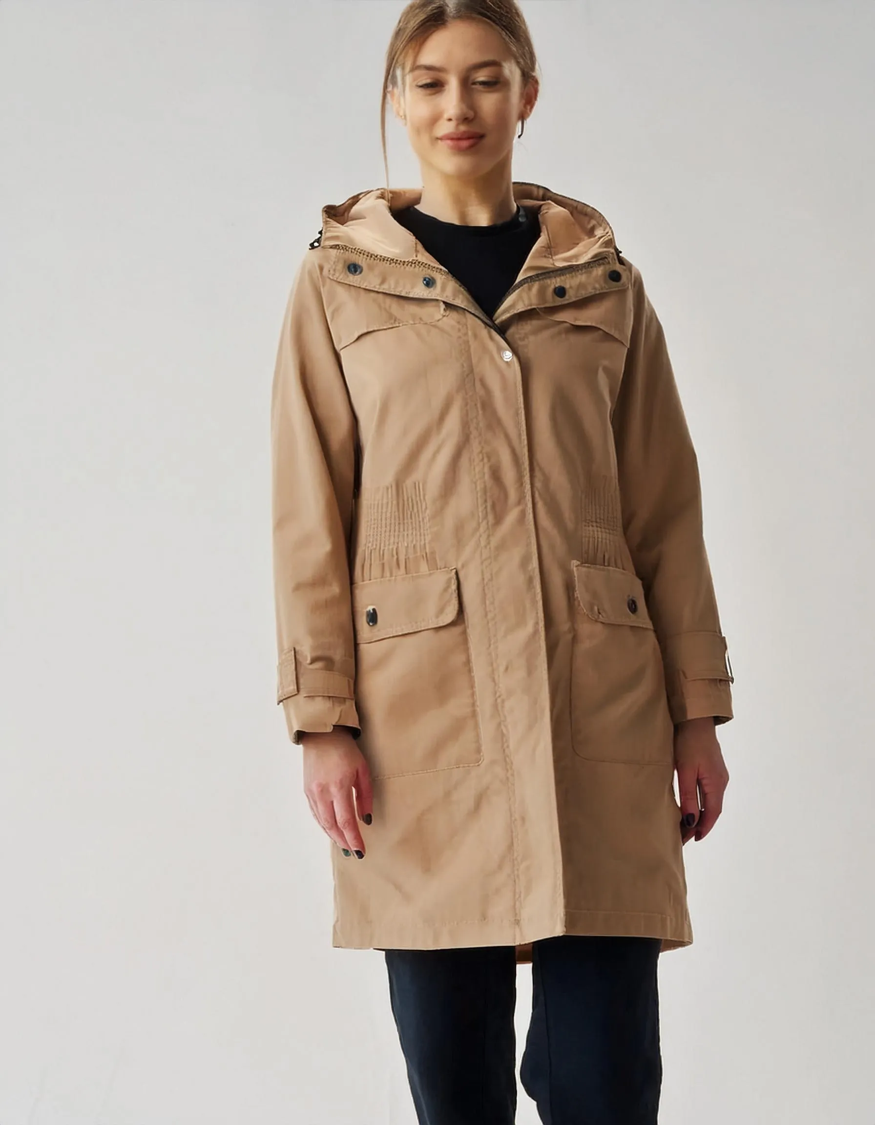 Camel Brown Long Parka with Fleece Lining