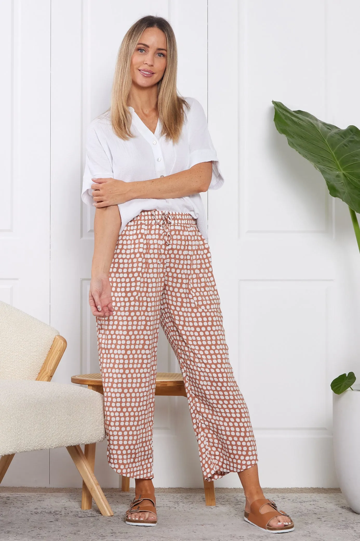 Cartia Pants - Camel Brown Spot