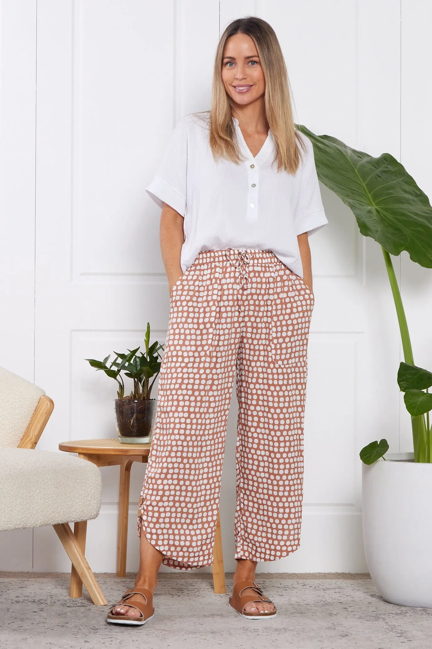 Cartia Pants - Camel Brown Spot