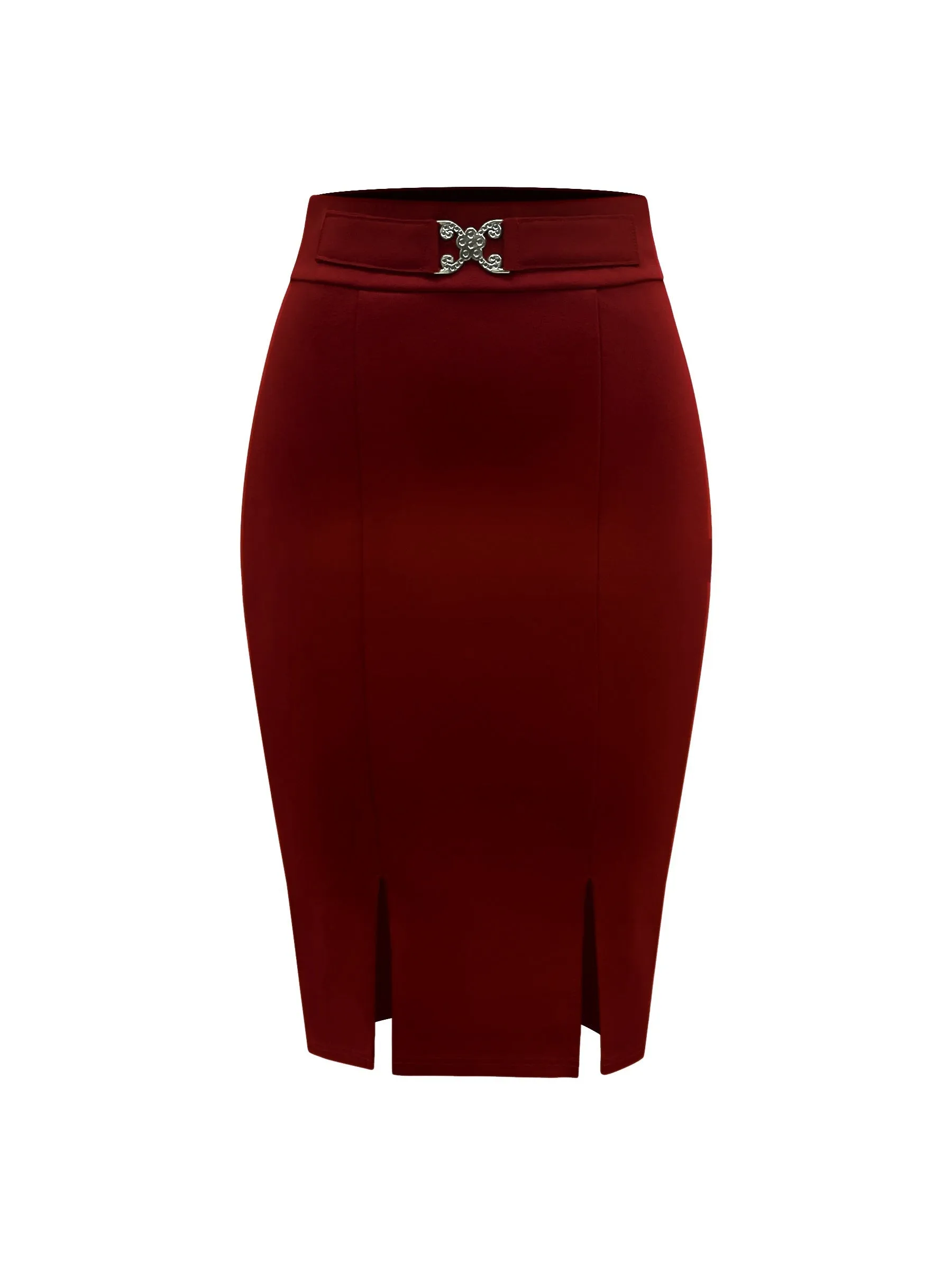 Chic Solid High Waist Midi Skirt - Flattering Slim Fit & Dramatic Split Hem - Ultra-Feminine Bodycon Style - Perfect for Stylish Women