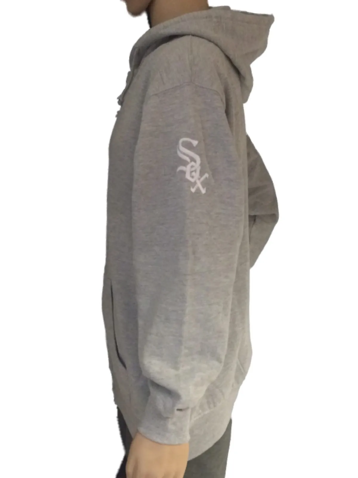 Chicago White Sox SAAG Women Light Gray Zip Up Fleece Hoodie Jacket