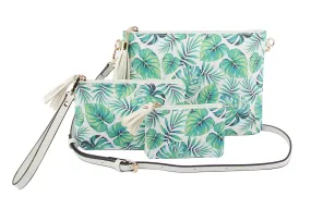 Clutch Palm Leaf Print Shoulder Handbag