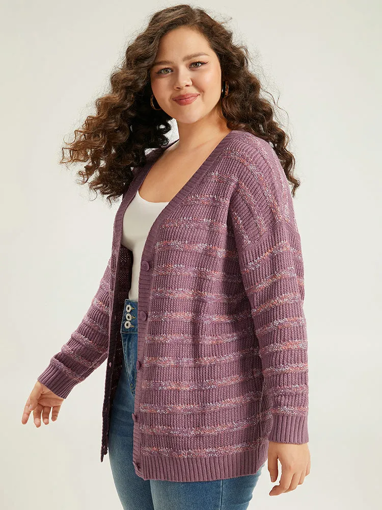 Contrast Drop Shoulder Button Through Cardigan