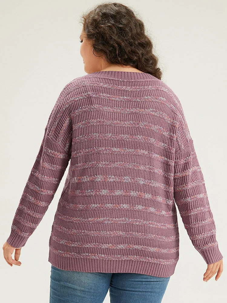 Contrast Drop Shoulder Button Through Cardigan