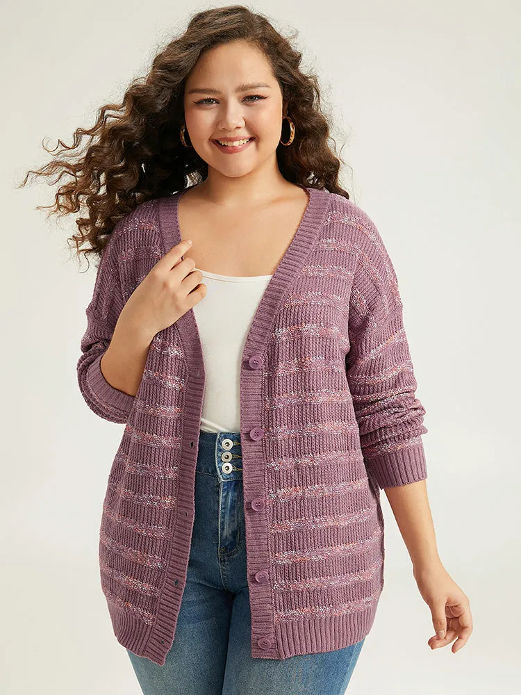 Contrast Drop Shoulder Button Through Cardigan