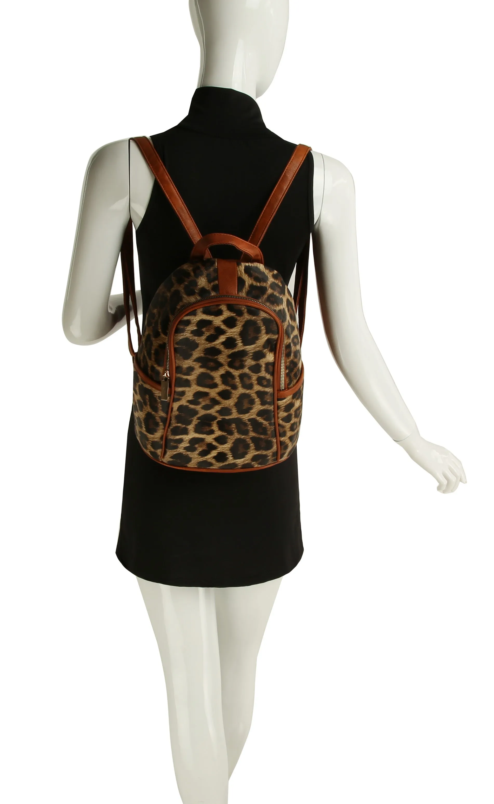 Cow Leo Print Women Backpack Daypack Purse