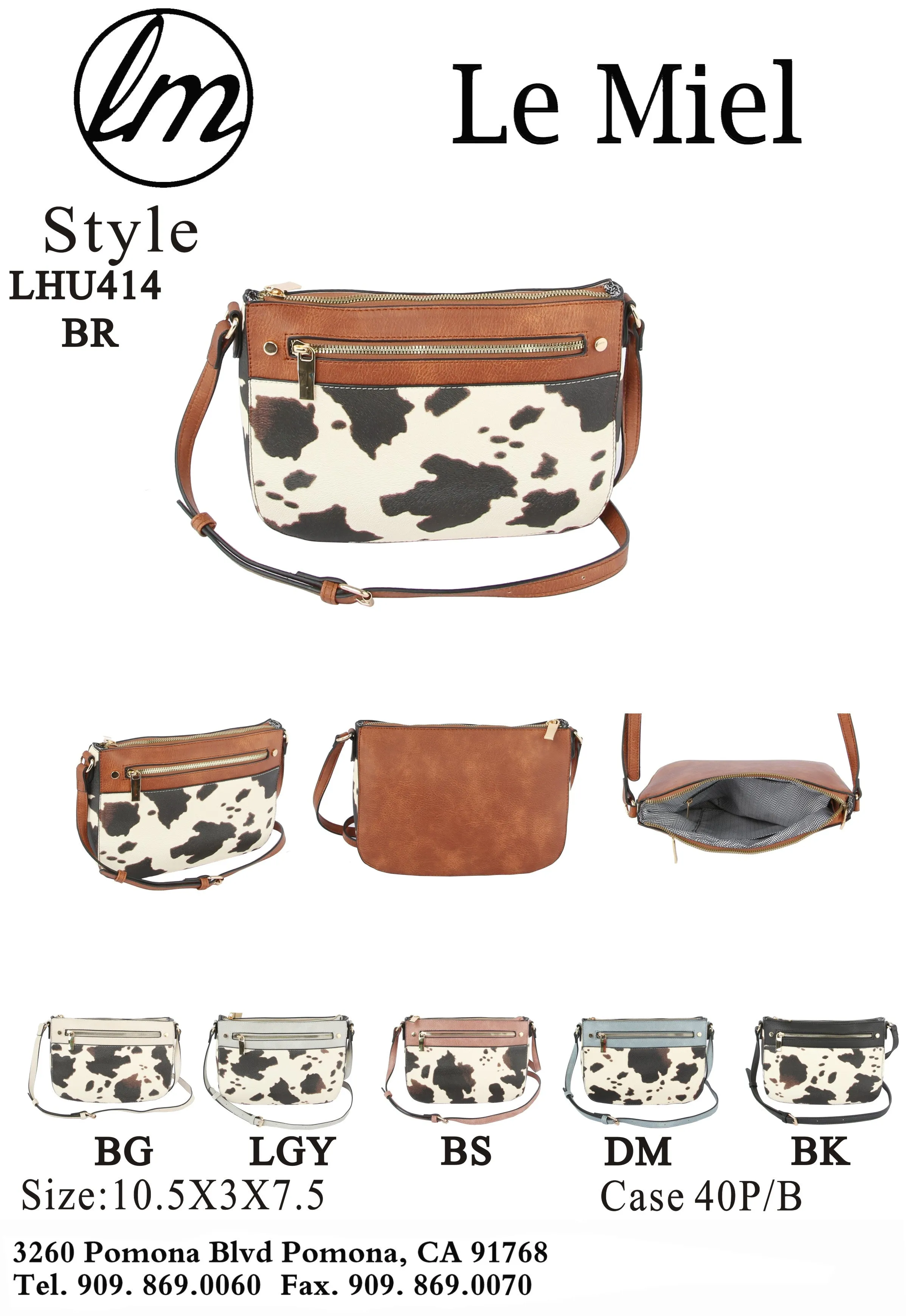 Cow Printed Crossbody Bag Shoulder Purse