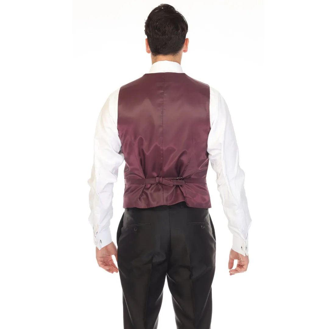 Cruz Mens Double Breasted Burgundy Vest