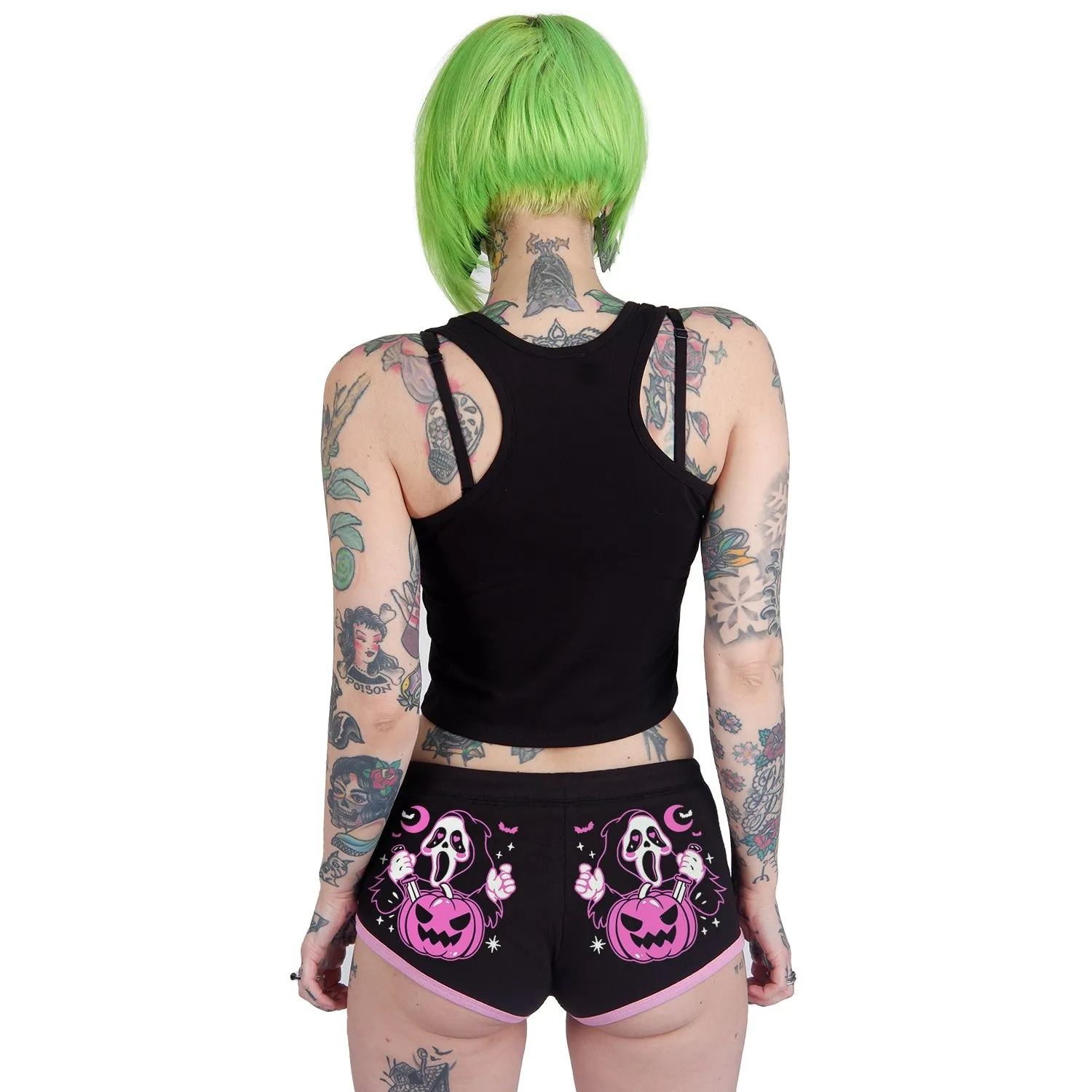 Cute Ghostface Pumpkin Black & Pink Short Shorts