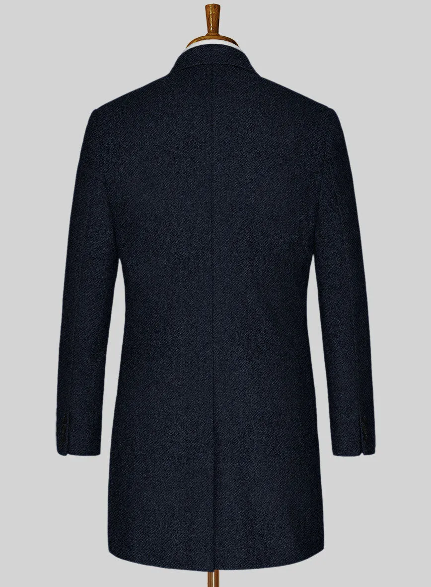 Deep Blue Heavy Tweed Overcoat