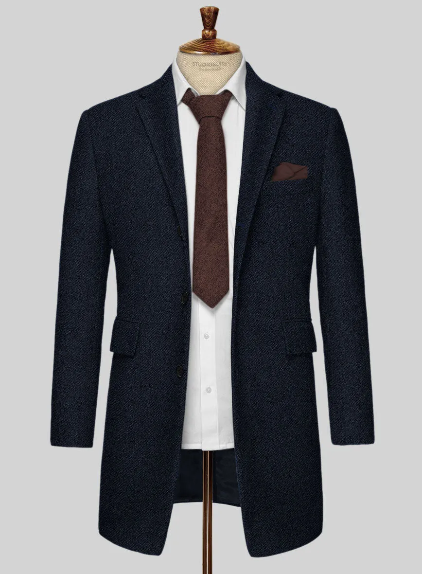 Deep Blue Heavy Tweed Overcoat