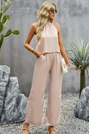 Desert Grecian Neck Sleeveless Top and Pants Set