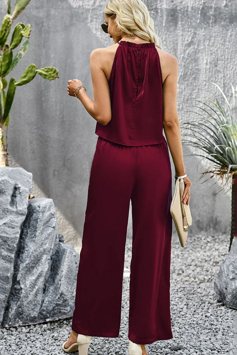 Desert Grecian Neck Sleeveless Top and Pants Set