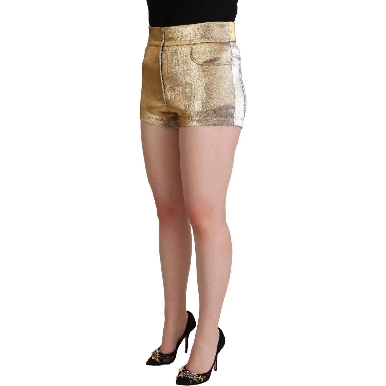 Dolce & Gabbana Elegant Metallic Gold Hot Pants