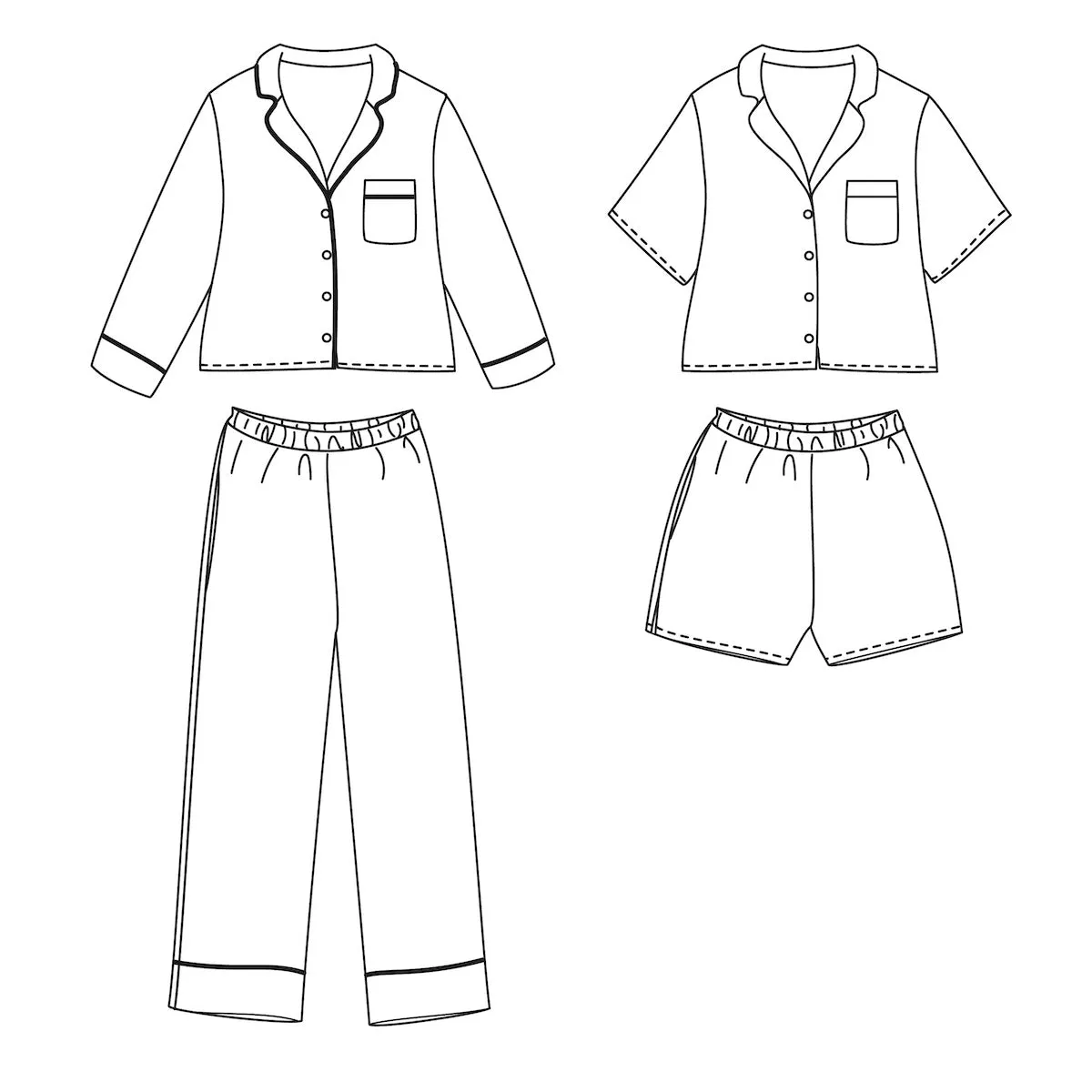 Duo for woman and kid BUDAPEST Pajamas - Paper Sewing Pattern