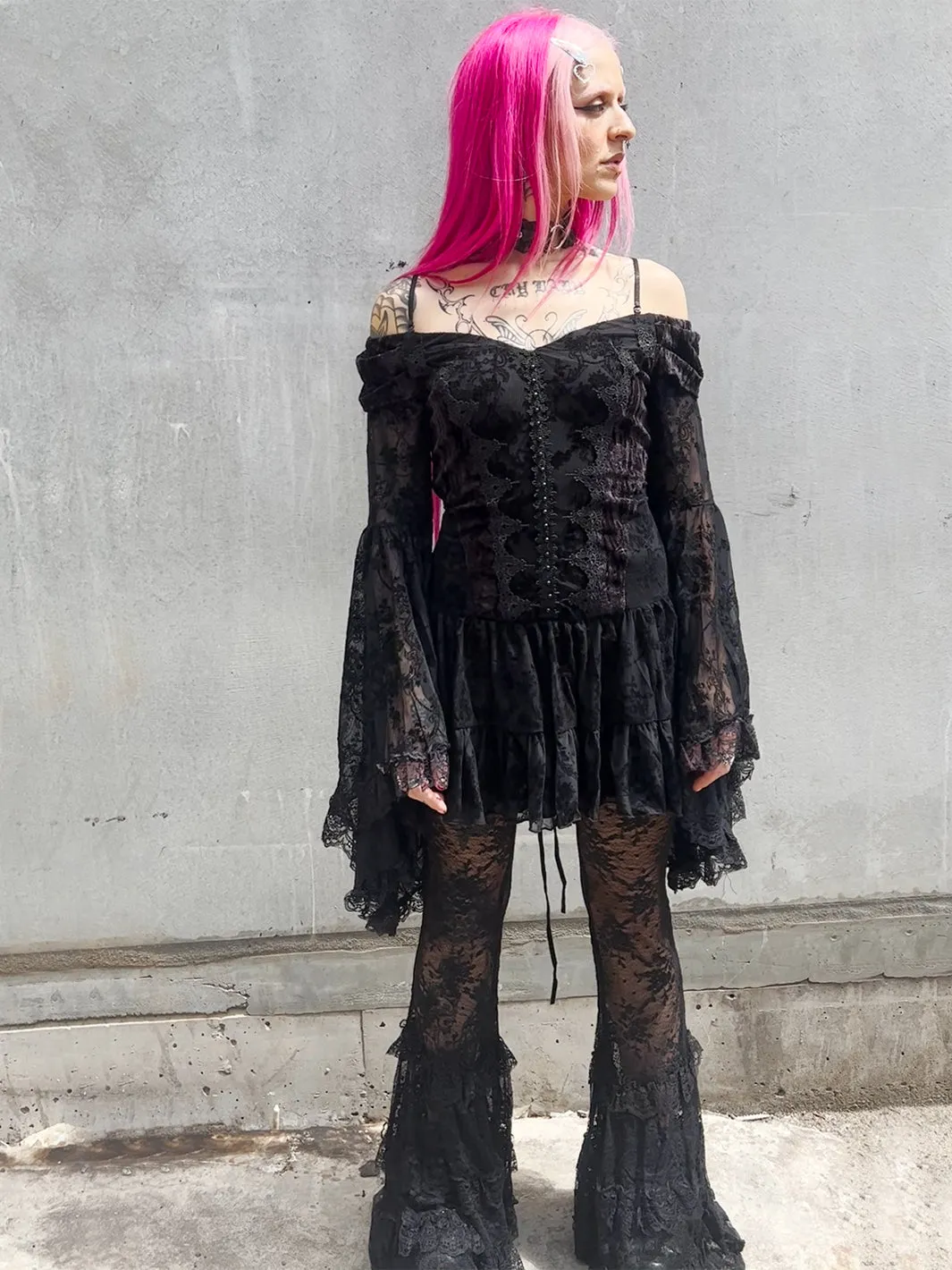 DUSK LACE FLARE PANTS