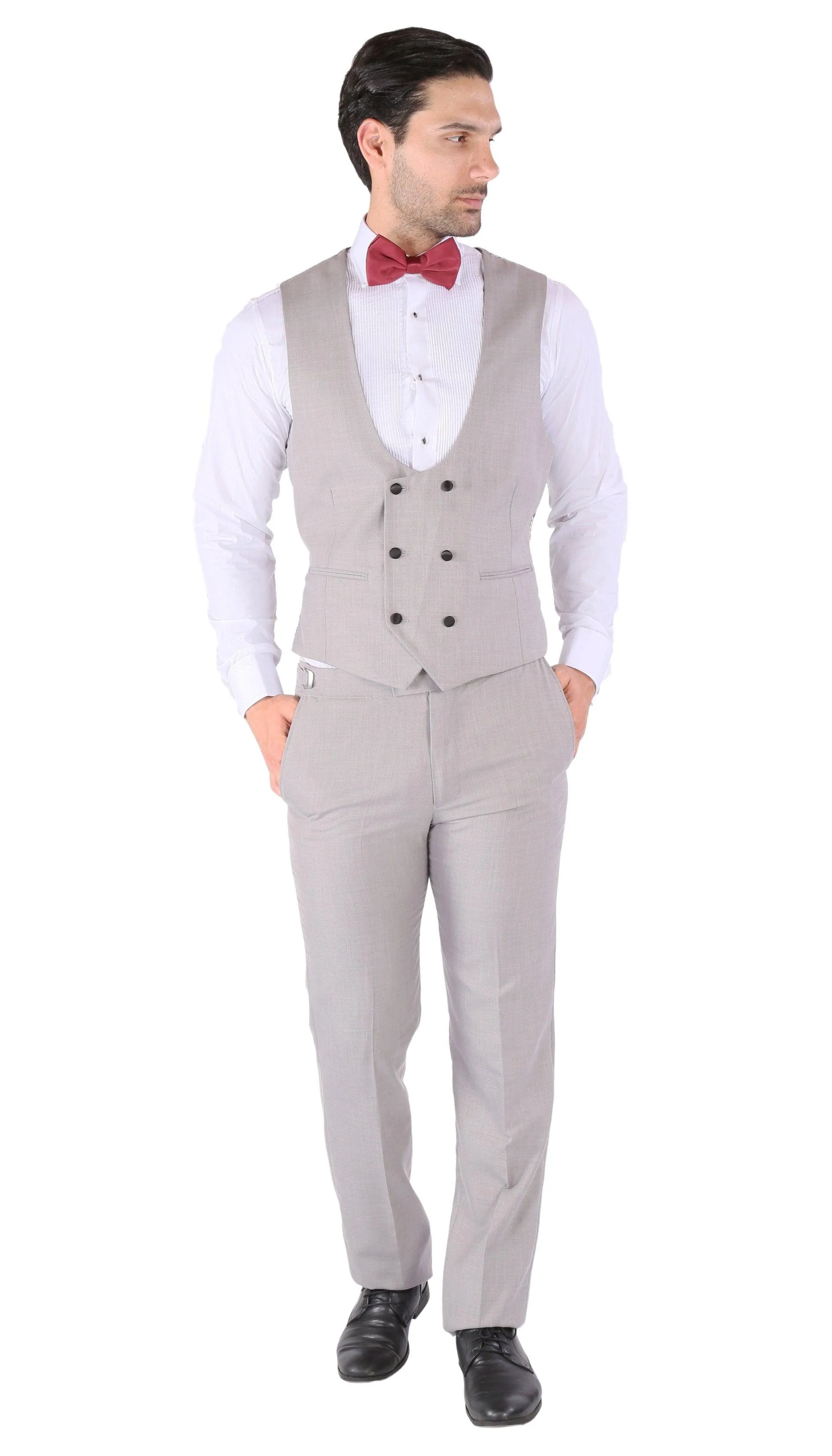 Ferrecci Luna 3 Piece Slim Fit Grey Peak Lapel Tuxedo