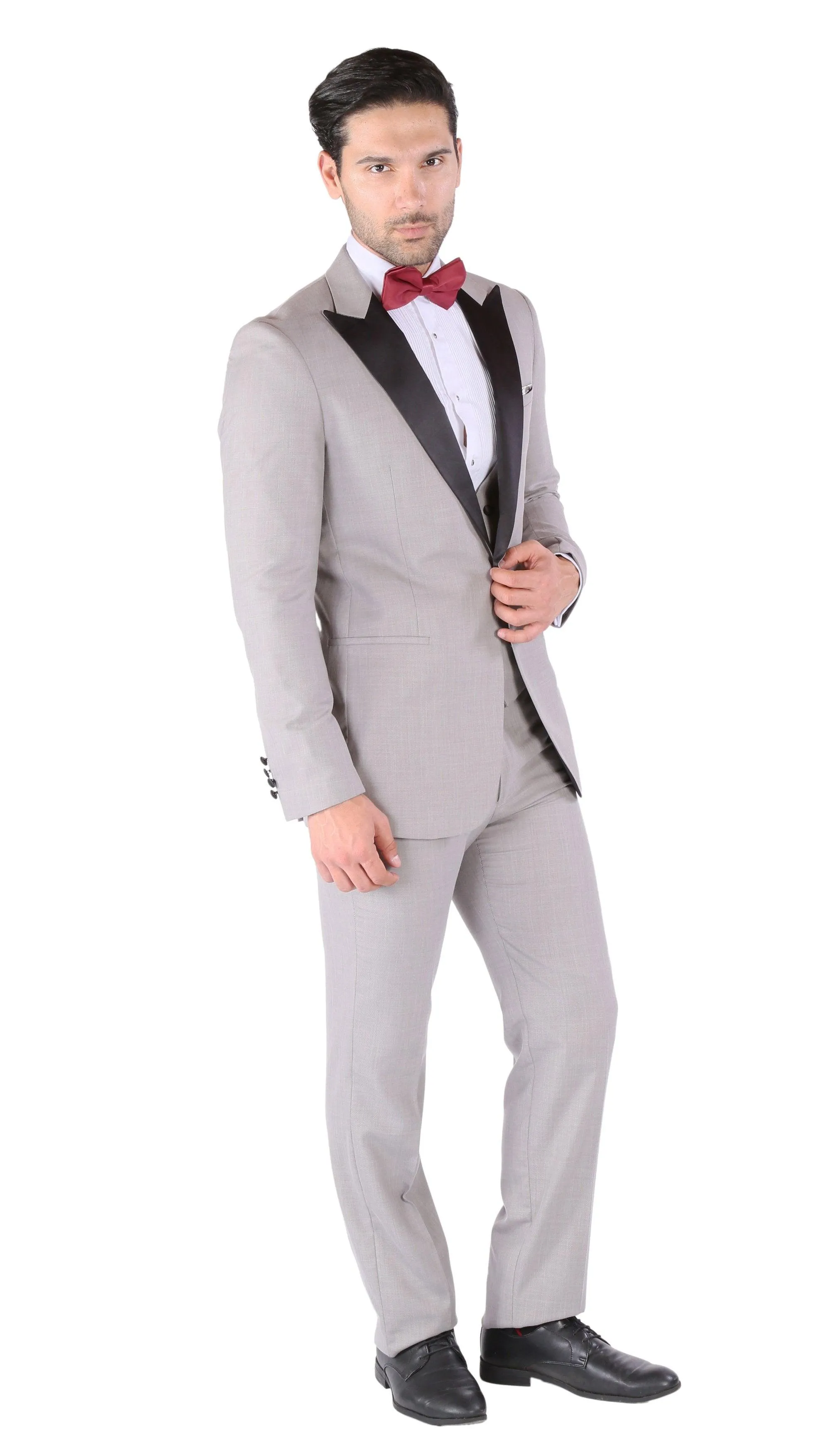 Ferrecci Luna 3 Piece Slim Fit Grey Peak Lapel Tuxedo