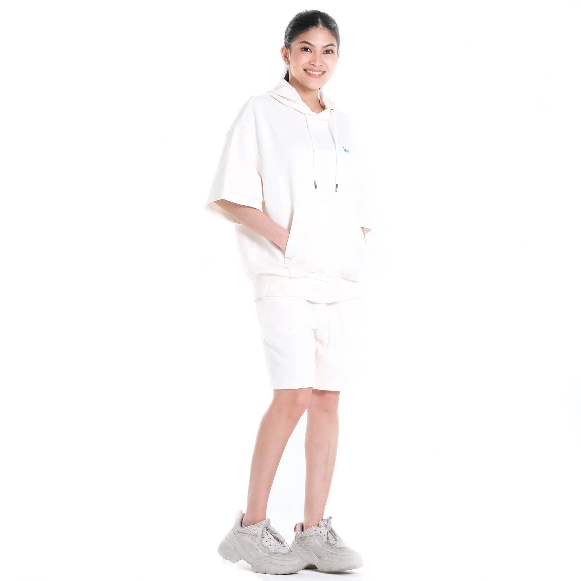 FITS 'EM ALL LOGO SWEAT SHORT IN JET STREAM (GENDERLESS)