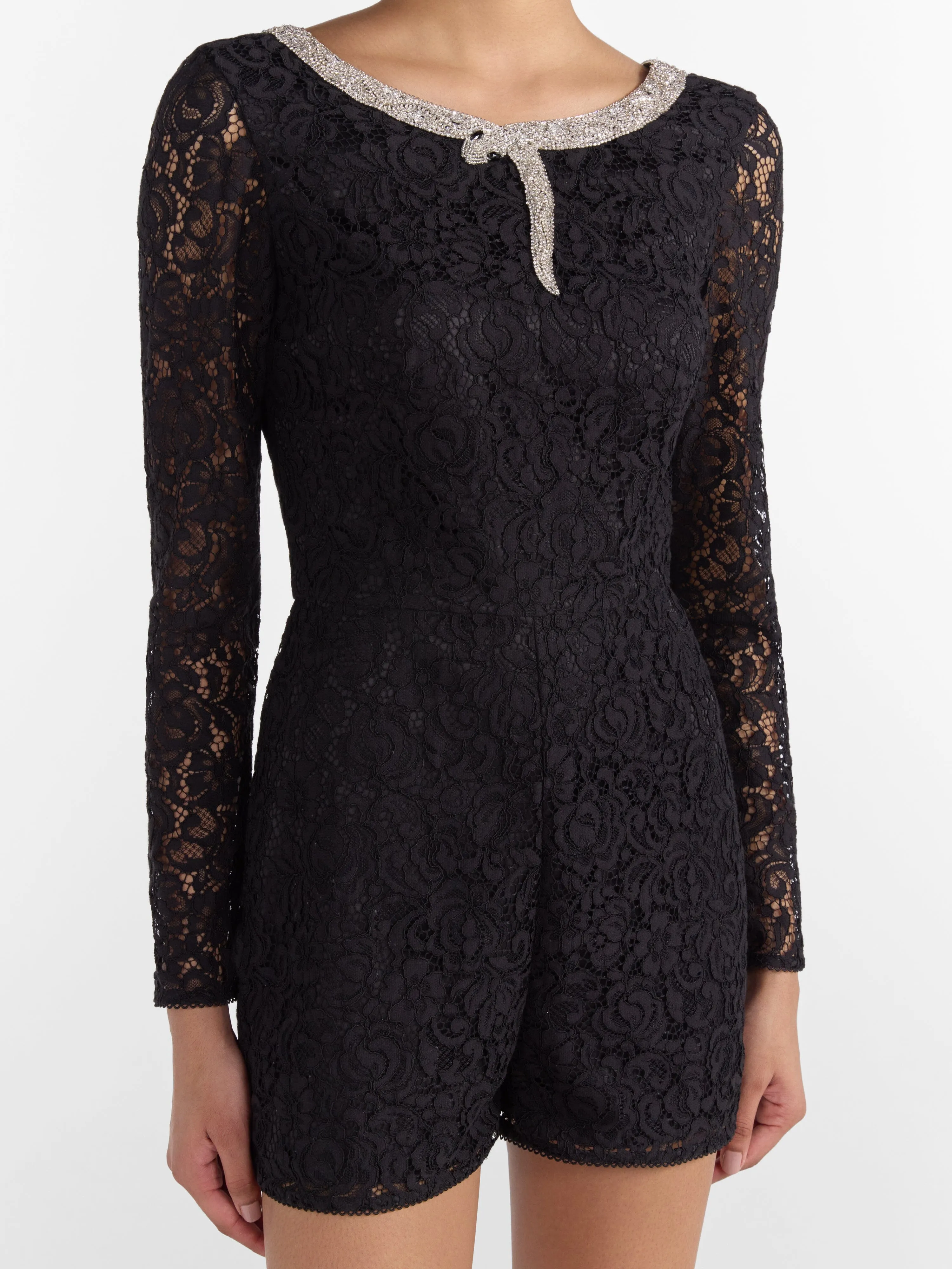 Florence Playsuit in Black Serpentine Embroidery