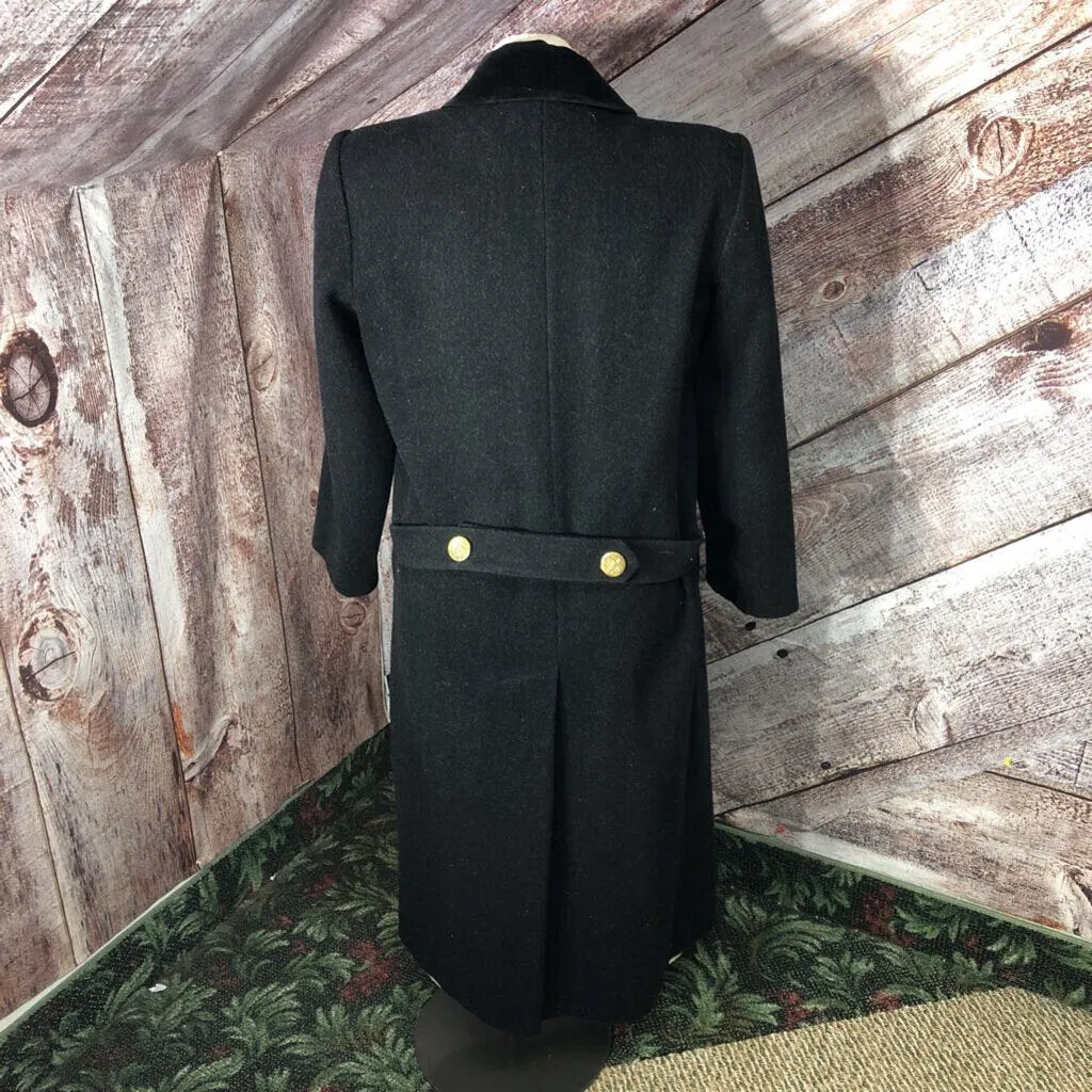 FORRANI BLK 100% WOOL VELVET COLLAR OVERCOAT SZ 13/14 TCC