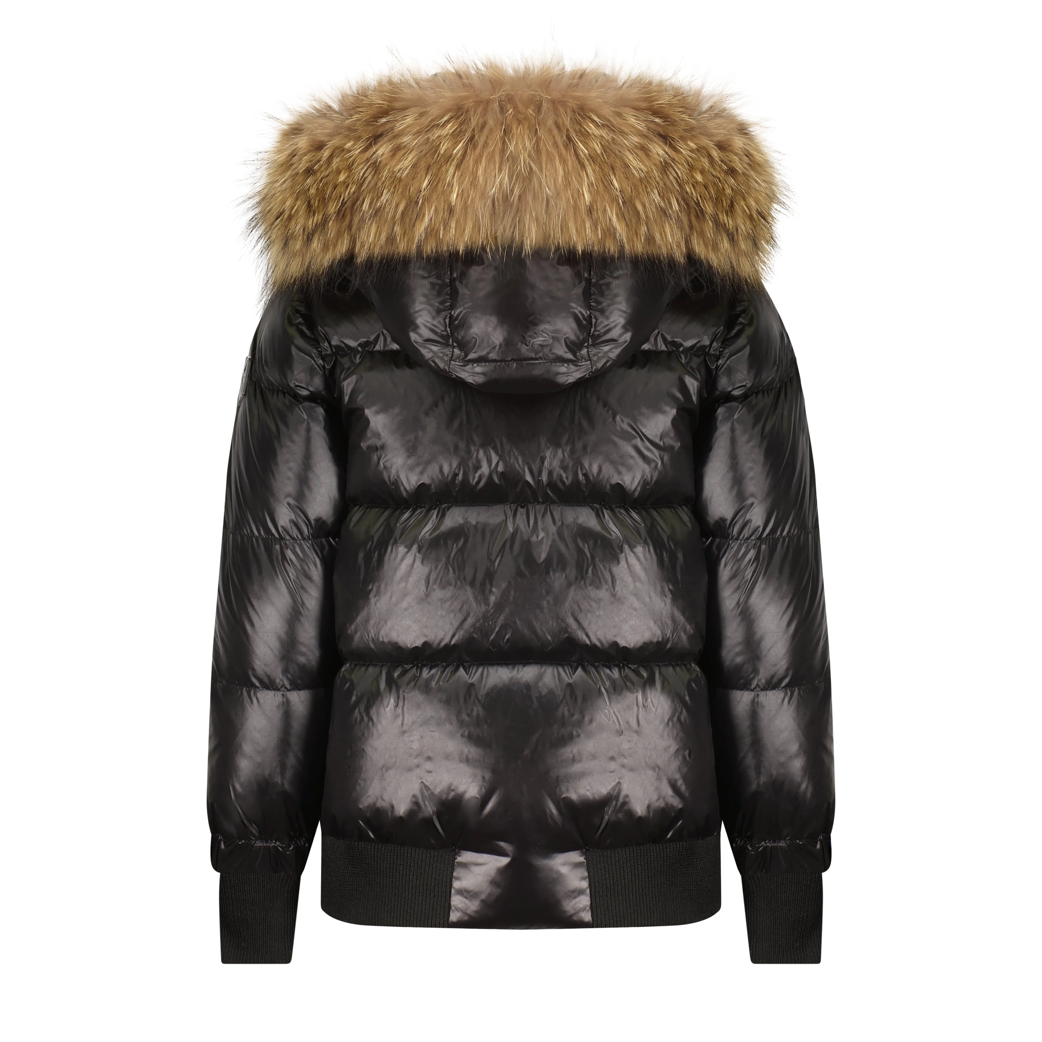 GIRLS BOMBER-BLACK-Natural Fur